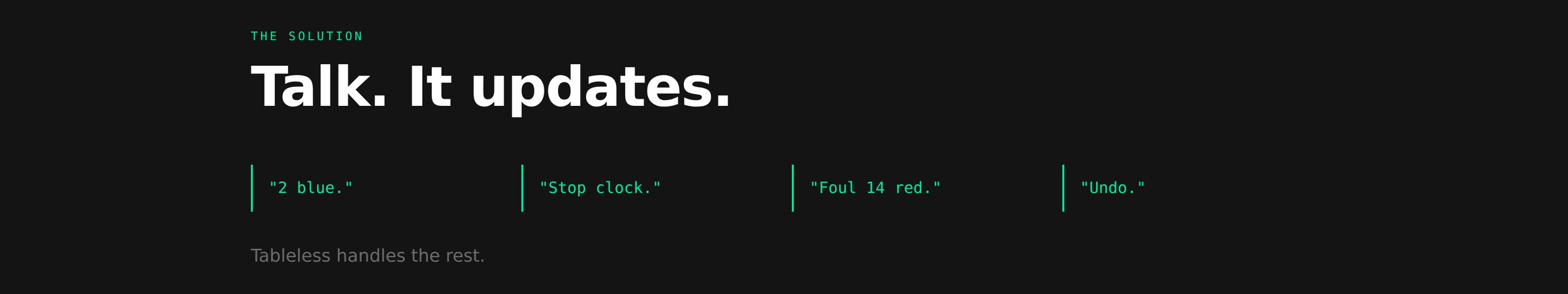 Tableless — the solution section